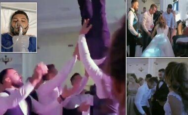 Dasma i kthehet “në ferr”! Shokët hedhin dhëndrin në ajër, i riu thyen shtyllën kurrizore (VIDEO)
