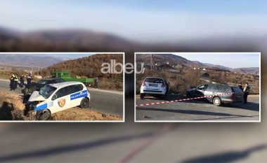 Albeu: Pamje si në filma nga aksidenti në Bulqizë: Momenti kur makina e policisë përplaset kokë më kokë me Benz-in (VIDEO)