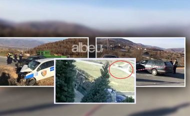 Pamje si në filma nga aksidenti në Bulqizë: Momenti kur makina e policisë përplaset kokë më kokë me Benz-in (VIDEO)