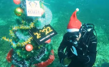 Pema e Krishtlindjeve dekorohet nën ujërat e Liqenit të Ohrit (VIDEO)
