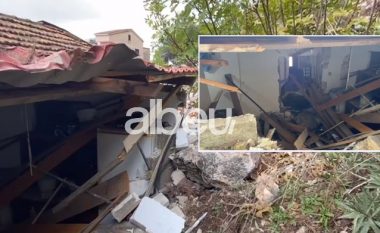 Guri gjigant rrokulliset nga mali, shihni si ka shkatërruar shtëpinë në Shëngjin (VIDEO)