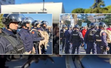 Mbështetësit e Bashës e Berishës “përplasin brirët” në Fier, kordoni policor është “muri” ndarës (VIDEO)