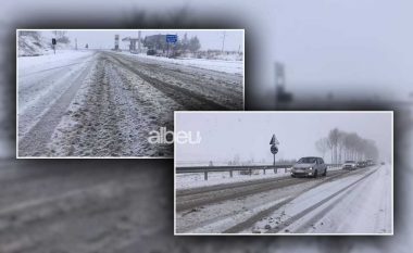 Aksi Korçë – Pogradec mbulohet nga bora, kalimi vetëm me zinxhirë (VIDEO)