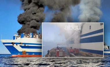 Momente dramatike! Pamje nga operacioni i kërkim-shpëtimin në tragetin e djegur në afërsi të Korfuzit (VIDEO)