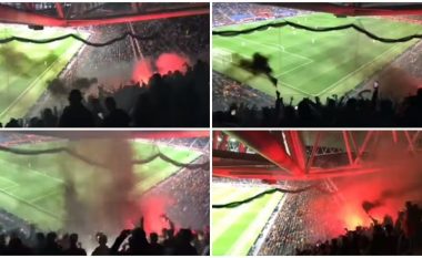 “Ju kurrë nuk mund ta ndalni pasionin tonë”, tifozat kuqezi “flak” në “RCDE Stadium” (VIDEO)