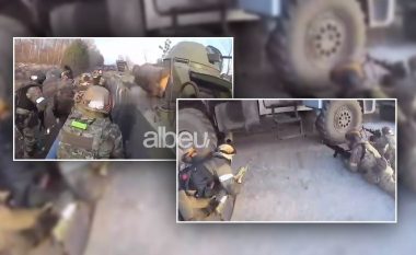 Ukrainasit i bëjnë pritë, momenti kur forcat ruse lënë blindat dhe shtrihen në tokë (VIDEO)