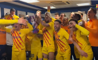 Bënë një ndeshje të madhe në “Bernabeu”, kjo është festa e çmendur e Barcelonës në dhomat e zhveshjes (VIDEO)