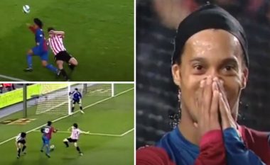 Morri zvarrë mbrojten e Bilbaos dhe topi zuri shtyllë, Ronaldinhos ende i vjen keq (VIDEO)