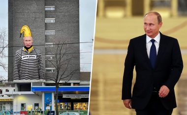 “Putin në burg”, artisti i vendos presidentit rus bananen mbi kokë