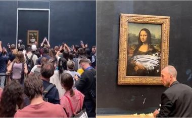 Bëhet nami në Muzeun e Luvrit, burri i maskuar si grua “përlyen” me tortë Mona Lisa-n (VIDEO)