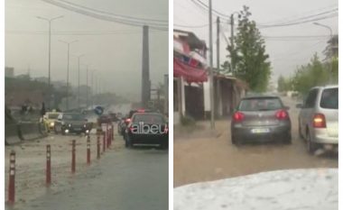 Mjaftojnë pak minuta shi, përmbyten rrugët e Tiranës (VIDEO)