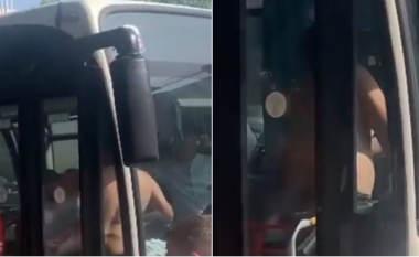 Burri “tapë” dhe i zhveshur ndalon urbanin në Tiranë, terrorizohen qytetarët (VIDEO)
