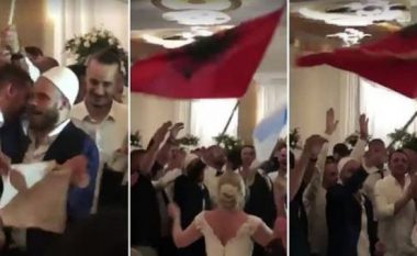 Motra e futbollistit të Premier Ligës martohet me burrë shqiptar, sulmuesi ia merr valles me plis në kokë (VIDEO)