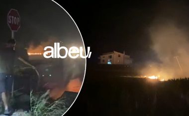 Zjarrëfikëset tentojnë të shuajnë flakët në autostradën Lezhë- Milot, në fshatin Piraj po rrezikohen banesat