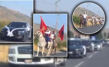 Nga kuajt deri tek makinat luksoze, dasma shqiptare merr vëmendje rrugëve të Malit të Zi (VIDEO)
