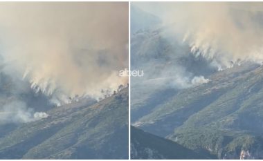 Zjarri në Malin e Çikës bëhet shqetësues, flakët i afrohen fshatit turistik Dhërmi (VIDEO)
