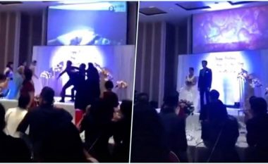 Dhëndri “suprizon” nusen në ditën e dasmës, momenti kur i nxjerr pamjet e tradhtisë para të ftuarve (VIDEO)