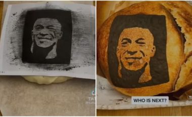 Artisti realizon vepër arti me Mbappe, fytyra e francezit “piqet” mbi bukë (VIDEO)