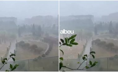 Stuhi në Tiranë, shi i rrëmbyer, nis breshëri (VIDEO)