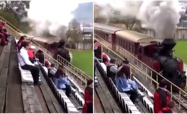 Pamjet që po thyejnë rrjetet sociale, treni kalon përmes stadiumit duke bërë “tym” vendin (VIDEO)