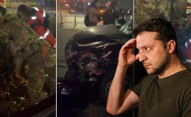 Makina të shkatërruara dhe një i shtrirë në tokë, dalin pamjet nga aksidenti i Zelenskyt (VIDEO)