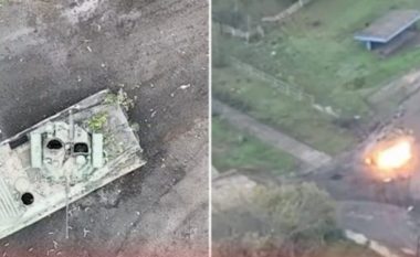 Momenti kur këmbësoria ukrainase shkatërron tankun rus, fillimisht e godasin me mortaja (VIDEO)