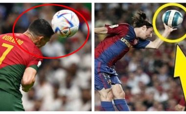Tifozët e Messit tallen me Ronaldon për shkak të golit me “flokë”, por 15 vite më parë Leo shënoi me dorë