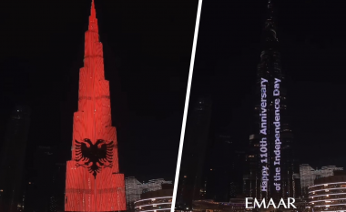 110-vjetori i Pavarësisë, kulla më e lartë në botë “vishet” kuq e zi (VIDEO)