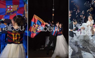 Propozimi në Camp Nou e dasma me fanellën e Barcelonës, çifti bëhet viral në të gjithë botën (VIDEO)