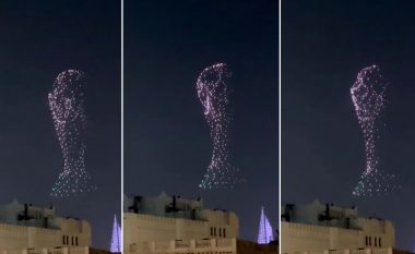 Pamje spektakolare në Katar, formohet trofeu i Kupës së Botës në qiell (VIDEO)