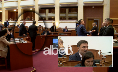 Sherr mes demokratëve në Kuvend, Baçi i afrohet Bardhit dhe Alibeajt (VIDEO)