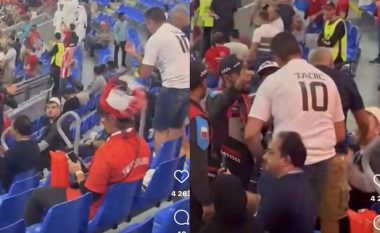 Momenti kur serbët “qahen” tek sigurimi për qeleshet me shqiponjë në shkallët e stadiumit (VIDEO)