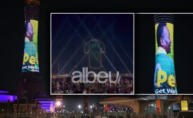 “Shërohu shpejt”, Kulla e Pishtarit në Doha ndizet për Pele dhe 100 drone formojnë fanelën e tij (VIDEO)