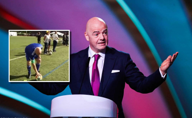 Bota tallet me presidentin e FIFA-s! A ka shkelmuar ndonjëherë ky njeri një top futbolli? (VIDEO)