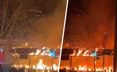 Zjarri i madh “përpin” lokalin në Tiranë, digjet dhe tjetri ngjitur (VIDEO)