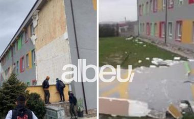 Tenderi për rikonstrutimin kushtoi 68 milionë lekë, era rrëzon fasadën e shkollës në Ersekë