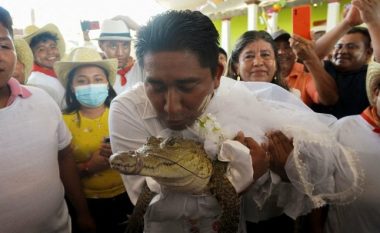 Tradita e çuditshme, kryebashkiaku meksikan martohet me aligatorin