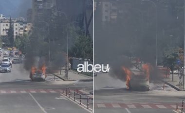 VIDEO/ Tym i zi në kryeqytet, digjet një makinë te ish-kompleksi Dinamo në Tiranë