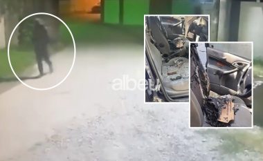 VIDEO/ I mbuluar me kapuç, i riu hyri në oborrin e banesës dhe i vuri zjarrin makinës në Durrës, arrestohet autori
