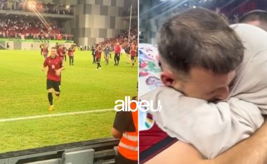 VIDEO/ Prekëse! Ardian Ismajli sheh nënën në stadium dhe e puth me mall pas fitores