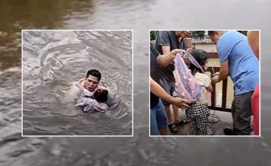 Akt heroik! 7-vjeçarja po mbytej në lumë, një burrë hidhet nga ura 8 metra e lartë dhe e shpëton (VIDEO)