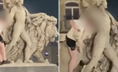 VIDEO/ Turisti i dehur shkatërron skulpturën në Bruksel, arrestohet! Rrezikon gjobën e majme
