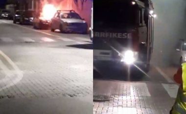 Digjet makina e policit në Pogradec