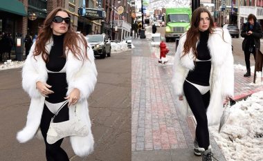 Julia Fox del me një veshje të çuditshme, vesh bikini të bardha mbi rrobat e saj