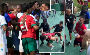 Youssef En-Nesyri ndjek lojtarin e Kongos në tunel pas një përleshjeje prej 30 lojtarësh në fushë