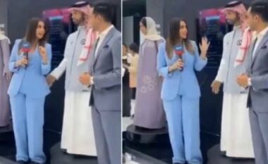 Roboti i parë humanoid mashkull i AI prek prezantuesen arabe në të pasme (VIDEO)