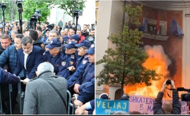 Protesta e dhunshme e Rithemelimit dhe PL-së para Bashkisë Tiranë, arrestohet 53-vjeçari! Kundërshtoi dhe dhunoi policinë (EMRI)