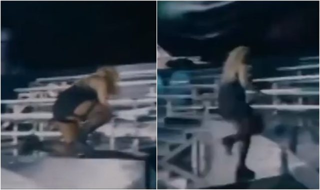 VIDEO  I ngatërrohen këmbët gjatë performancës  këngëtarja shqiptare rrëzohet në mes të skenës