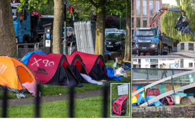 Mes dyndjes së refugjatëve në kryeqytetin e Irlandës, banorët në Dublin dëbojnë emigrantët që tentonin të ngrinin tenda,