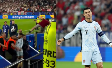 VIDEO / Tjetër skenë tronditëse në Euro 2024: Një tifoz u hodh drejt Cristiano Ronaldos nga tribuna dhe ra në tunel